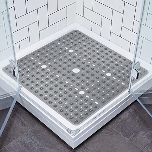 Lurowo Duschmatte, rutschfest, groß, quadratisch, 70 x 70 cm, mit Saugnäpfen, antibakteriell, waschbar, für Dusche, Badewanne