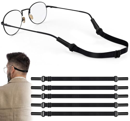 Cositina Brillenband, verstellbar, Brillen-Halter, Brillen-Halter, Brillenband, für Herren, Damen, Kinder, Brillen, Sport, Schwarz, 6 Stück, Schwarz, 8.27-13.4inch