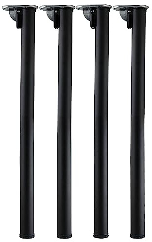 camar Tischbein Click klappbar, Tischbein höhenverstellbar, Länge 705-735mm, rund, Stahl schwarz geperlt 4 Stück
