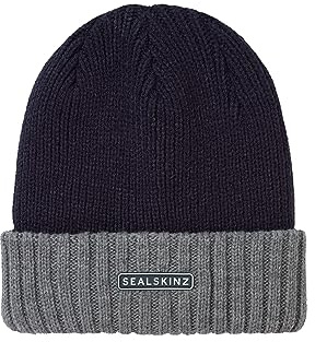 Sealskinz Bacton Vattentät Beanie Som Kan Rullas Upp För Kallt Väder, Marinblå/Grå, Xxl