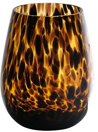 INNA-Glas Rundat te-ljusglas Russell, leopardmönster, 12 cm, Ø 9 cm