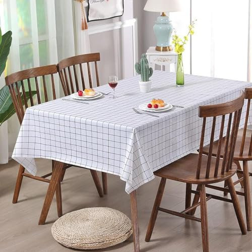 XQSSB Tischtuch Wasserabweisend Tischwäsche Anti Hot Scratch Rechteckige Lotuseffekt Tischtuch Schwarz Weiß 137 × 90cm