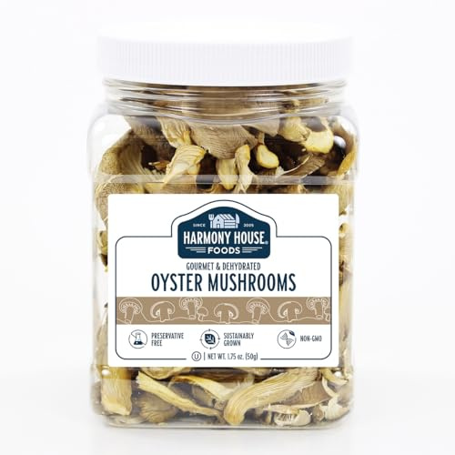 Harmony House Foods Dried Oyster Mushrooms (1.75 oz, Quart Size Jar)