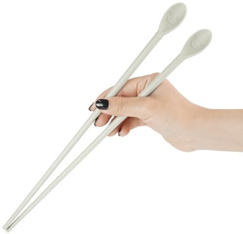 carrotez Silicone Cooking Chopsticks, Long (12 inch) Reusable Chopsticks for Cooking, Heat Resistant, Non-Scratch, Gentle on Cookware, 1 Pair - Ivory