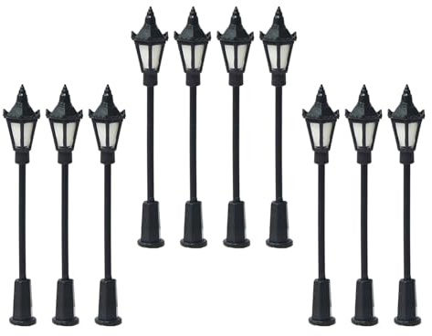 10x 1:75 Scale Model Lamp Post Model Train LED Lights Oo Gauge Railway Lamppost Model Street Light for Train Railways Layout