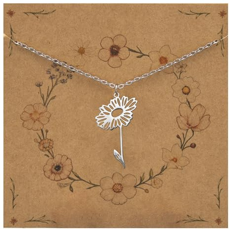 Bixorp Geburtsblumenhalskette Gold & Silber - Edelstahlblumenkette für Damen & Mädchen