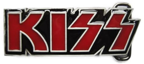 hotrodspirit - Gürtelschnalle der Kiss Schrift rot Band Hard Rock 70er Jahre, mehrfarbig, Einheitsgröße