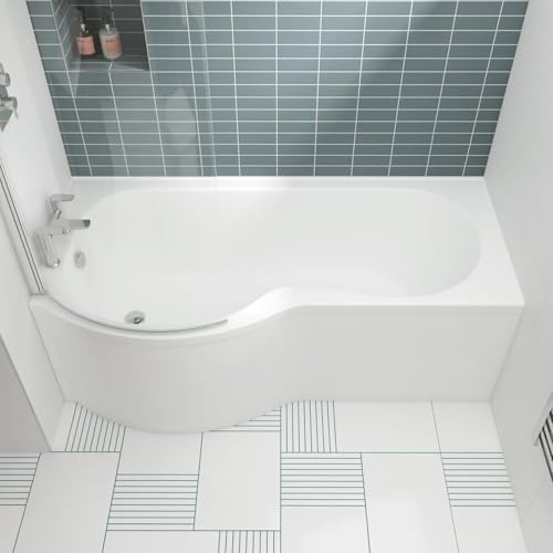 BAYSTONE® 1600mm Side Front Panel Acrylic Bath Panel 3mm Thickness, Modern Acrylic Panels for Bathroom Baths Soaking Tubs P Shaped Bath, Easy to Cut, White Gloss