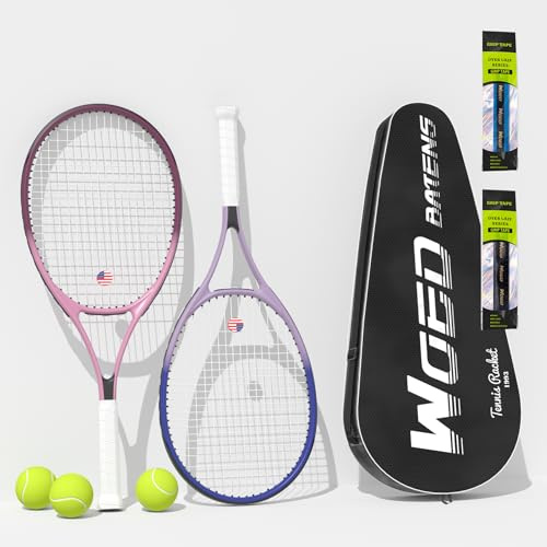 Tennisschläger für Erwachsene, 68,6 cm, Tennisschläger-Set, inklusive Tennisschlägern, Tennisbälle, Overgrips Vibrationsdämpfer, Tennistasche