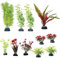 FENGQQKJ Lot de 11 décorations d'aquarium - Plantes artificielles - Plantes aquatiques - Mini étang - Plantes en plastique - Poisson - Réservoir - Tortue - Décoration d'aquarium