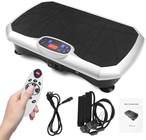 Piastra vibrante per allenamento tutto il corpo, 5 programmi di allenamento, piattaforma vibrante con telecomando, bande di allenamento, per allenamento di tutto il corpo, perdere grasso per auult