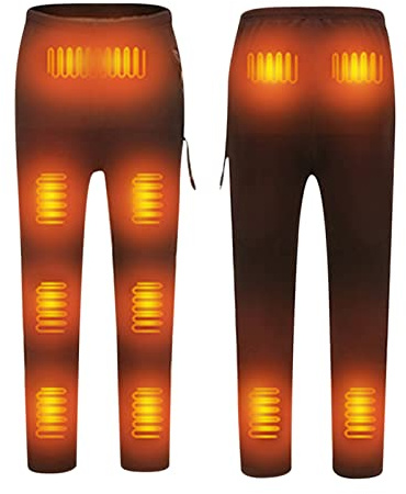 HAOLEI Mens Heated Trouser UK Clearance,USB Heater Electric Thermal Underwear Bottoms Heated Pants for Men Winter Warm Motorcycle Hiking Trousers with Zip Pockets,11 Heating Pads(No Battery) Black