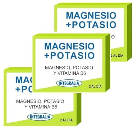 Integralia Magnesio y Potasio - Suplemento para Reducir Fatiga, Apoyo Muscular y Nervioso, Reforzado con Magnesio y Potasio para Electrólitos y Energía Diaria, Vegan Friendly. PACK AHORRO 3 PACKS