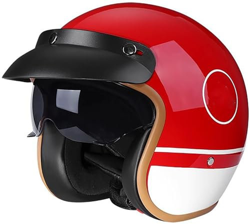 Retrò Moto Mezzo Casco Scooter Crociera Bicicletta Casco A Scodella Scooter Motorino Mezzo Elmetto Moto DOT/ECE Omologato Cromwell Caschi Portatile Mezzi Caschi Jet Casco Scodella 1,M=57-58CM