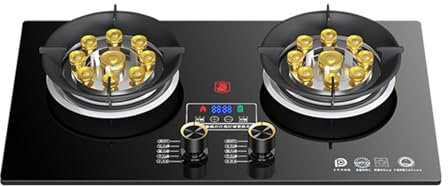 Cuisinière À Gaz 2 Brûleurs, 5,2 KW, Feu Élevé À 9 Cavités, Support De Pot En Fonte En Verre Trempé Noir, Adapté À La Maison, À La Cuisine, Au Camping, Au Jardin, À La Salle À Manger(LPG)