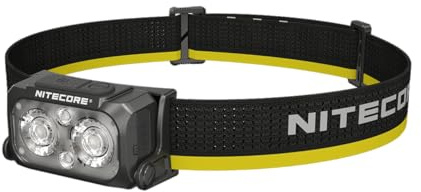Nitecore Stirnlampe NU25 MCT – ultraleichte LED Kopfleuchte mit 400 Lumen, Rot-Licht & USB-C, wieder-aufladbar, IP66 wasserfest, 132 m Leuchtweite, für Nacht-Wanderung, Joggen & Outdoor