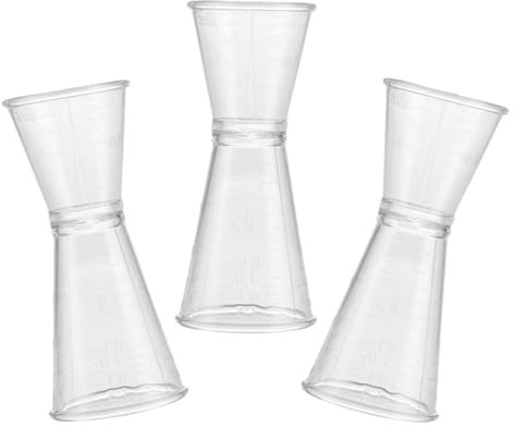 ABOOFAN Juego De 3 Vasos Medidores Plásticos Doble Cara 250 Ml Pc Resina Medidor Para Bartender Bartender Uso Bar Restaurante Hogar