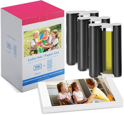 Nestink Set di cartucce d'inchiostro e carta fotografica di ricambio per Canon Selphy CP1500 per stampanti Selphy CP1300 CP1200 CP1000 CP790 CP810 CP910 CP 3115B001 (AA) 3 cartucce d'inchiostro a