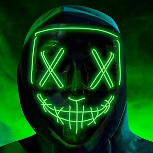 Costumed Halloween Maske Purge LED - Kostümmaske steuerbar für Halloween, Fasching & Karneval als Kostüm & Verkleidung für Herren & Damen (Farbauswahl)
