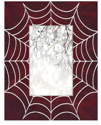 Roter Spinnennetz-Bilderrahmen, Holz, Fotorahmen, Display-Bilder, 7,6 x 12,7 cm, mit Passepartout oder 10,2 x 15,2 cm, ohne Passepartout, für Wandmontage, Tischplatte oder Wandbehang, für Galeriehaus