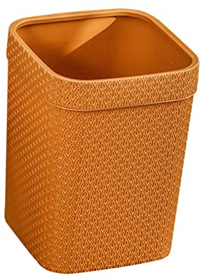 VILLFUL Corbeille à Papier Rotin Poubelle de Bureau Sans Couvercle Conteneur de Déchets Maison et Bureau Design Simple et Élégant pour Cuisine Orange