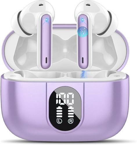 AI Kopfhörer Übersetzer, 3-in-1Bluetooth 5.3 Echtzeit Sprachübersetzer Kopfhörer mit 164 Sprachen/6 Übersetzungsmodi, 40Std Übersetzer Ohrhörer mit ENC Mic und App für Lernen/Reisen/Business Violett