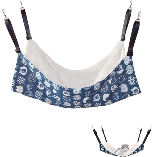 Hamac pour Cage pour Animaux de Compagnie,Balançoire Double Face,Balançoire Extérieure pour Animaux de Compagnie,Hamac Portable pour Chat avec Sangles Réglables et Crochets en Métal 57x47 cm Tokaneit
