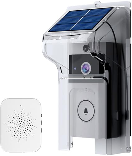 STALDRIX Wireless Wi-Fi Video Doorbell Camera with Solar rain Cover，Two Way Audio ，Night Vision and Cloud Storage，2.4G Wi-Fi Video Doorbell with Chime，Easy Installation，for Home Security