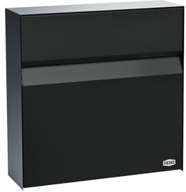 RENZ Erwin 610102 Boîte aux Lettres Design avec Serrure de sécurité, Couleur Noir Profond RAL 9005M 117 x 375 x 375 mm