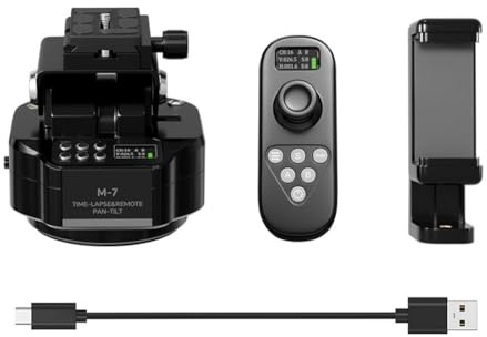 Fangxuee Gimbal Eléctrico para Fotografía Time-Lapse M7 con Control Remoto Inalámbrico y Obturador. Rotación Panorámica de 360 Grados.