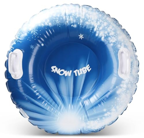 Slitta Gonfiabile, 90 CM Slittino da Neve Gonfiabile con Maniglia, Snow Tube, Slitta da Neve per Bambini e Adulti, per Giochi Sulla Neve Sci All'aperto