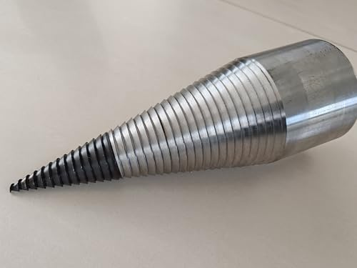 Generisch Spaccalegna conico per legno, 80 mm, punte intercambiabili, fori 24 mm, 40 mm, 42 mm, 45 mm, 48 mm, 50 mm, filettatura sinistra (attacco 50 mm)