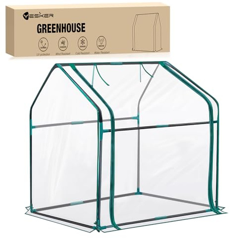 Yesker Mini invernadero 91 x 45 cm x 84 cm pequeño invernadero portátil para invernadero interior y exterior con cubierta de PVC invernadero compacto para invernadero de invierno balcón patio exterior