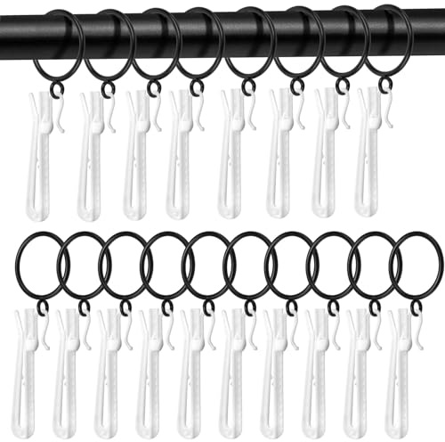 30 Sets Metal Curtain Rings with Ratchet System Pinch Pleat Curtain Hooks (85mm/3.35inch), 32mm Hook Belt Curtain Rings for Drapes for Window Door Shower Curtain