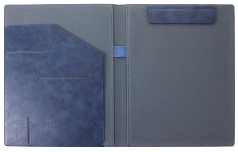 JOINPAYA Dossier Professionnel A4 en Cuir Synthétique Bleu Marine Organiseur Multifonction Fermeture Magnétique Portefeuille de Présentation pour Entretien d'Embauche et Classement de