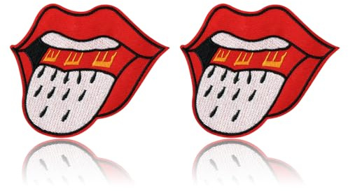 2 Stück Bügelbilder Karneval,Köln Karneval Rot Weiß Aufnäher Kölner Carnival Rot Weiss Bügelbild Damen Kostüm Bügelflicken Clothing Hose Patches Sticker Geschenk für Kölsche Kleidung Aufbügeln Deko
