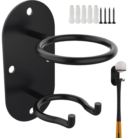 Generisch Wandhalter Baseballschläger - 2-in-1 Metall Halterung, Schwerlast Organizer, Sport Zubehör | Stabiler Baseballschläger Halter Für Kinder Erwachsene Fans Training Spielzimmer Aufbewahrung