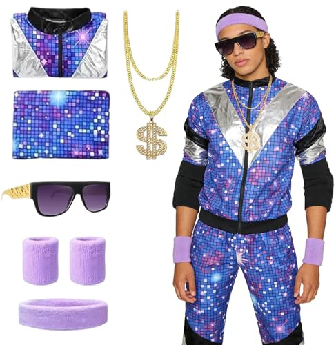 KOMEIYL 80er 90er Jahre Outfit für Herren Damen, für Karneval Fasching Bad Taste Party