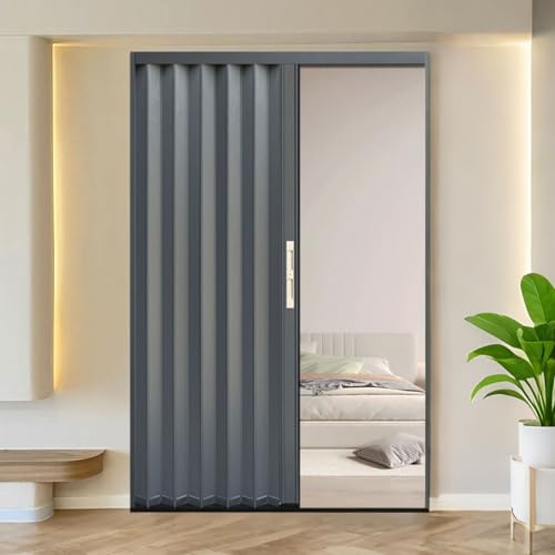 yurstcggh Falttür Innentür,Falttüren für den Innenbereich,einfache Montage ohne Bohren,strapazierfähig,für Büro,Badezimmer,Schlafzimmer,Tür,Terrasse,Schrank B×H:76×198.1cm Grau