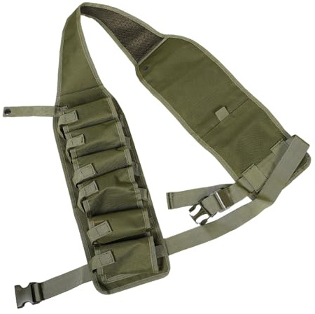 Ciieeo Ceinture Porte-bière Ajustable 12 Canettes en Toile Résistante Verte, Gilet Porte-bière D'extérieur Multifonction Poches Multiples, Accessoire Camping pour Festivals, Randonnées