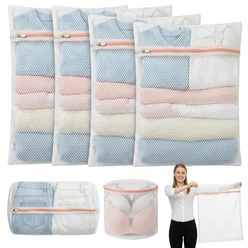 6 Stück Wäschenetz Groß, Wäschesack für Waschmaschine Mehrere Größen Wäschebeutel Stabiler Wäschesäcke mit Reißverschluss Wäschenetze Ideal für Feinwäsche, Unterwäsche, Socken, BHS, Mäntel
