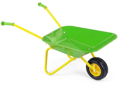 COSTWAY skottkärra för barn, metallskottkärra som kan belastas upp till 10 kg, leksakskottkärra för barn från 2 år, inomhus och utomhus (grön)