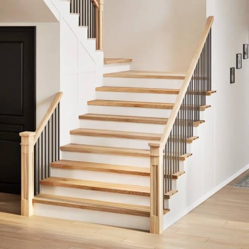 YunCangg 2 peldaños de escalera sin tratar, 110 x 30 x 2 cm, madera maciza de roble para escaleras de madera, escaleras interiores, escalera de caracol, con antideslizante, autoadhesivo, protección