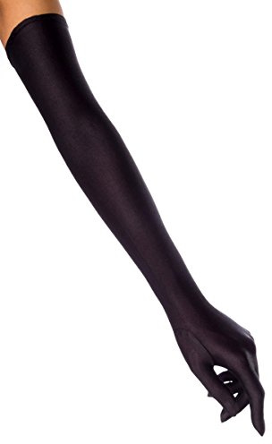 krautwear® Damen Handschuhe Spitze Ellenbogen Lang Abendhandschuhe Gerafft Braut Kurz Satin Schleife