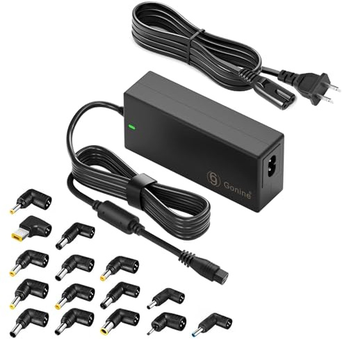 Gonine 90W Laptop Charger Universal Power Supply Adapter, Compatible for 15V 18V 19V 19.5V 20V Lenovo HP Dell ASUS Acer Samsung Sony Fujitsu Notebook Chromebook Power Supply Cord with 15 Tips
