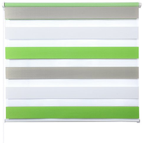 Laneetal Estores Enrollable Noche y Día Persiana Interior Doble Semi-Sombreado Bloquear los Rayos UV Proteger la Privacidad 100% Poliéster 100 x 150 cm Color Blanco+Verde+Gris