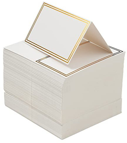 THE TWIDDLERS - 200 Segnaposti Tavolo, Bianco con Bordo Dorato - Birthday Place Cards, Cartellini Segnaposto per Matrimoni ed Eventi, Carte dei Numeri del Tavolo