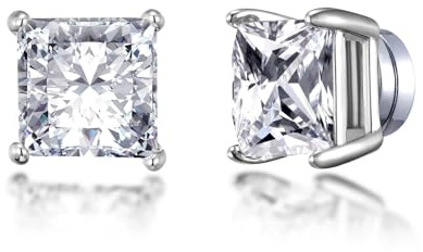 Philip Jones Silver Plated Square Magnetic Clip On Stud Earrings Created with Zircondia® Crystals