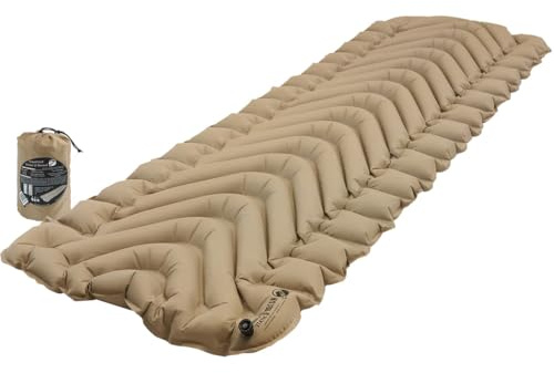 Klymit - Materassino gonfiabile statico a V isolato, comodo, leggero, facile da gonfiare, materasso ad aria portatile per campeggio, viaggi zaino in spalla ed escursionismo, sabbia coyote