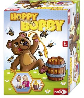 Noris 606061476 - Hoppande Bobby Spel - Stick in Bin i Bikupan tills Björnen Hoppar upp, Från 3 år, Flerfärgad